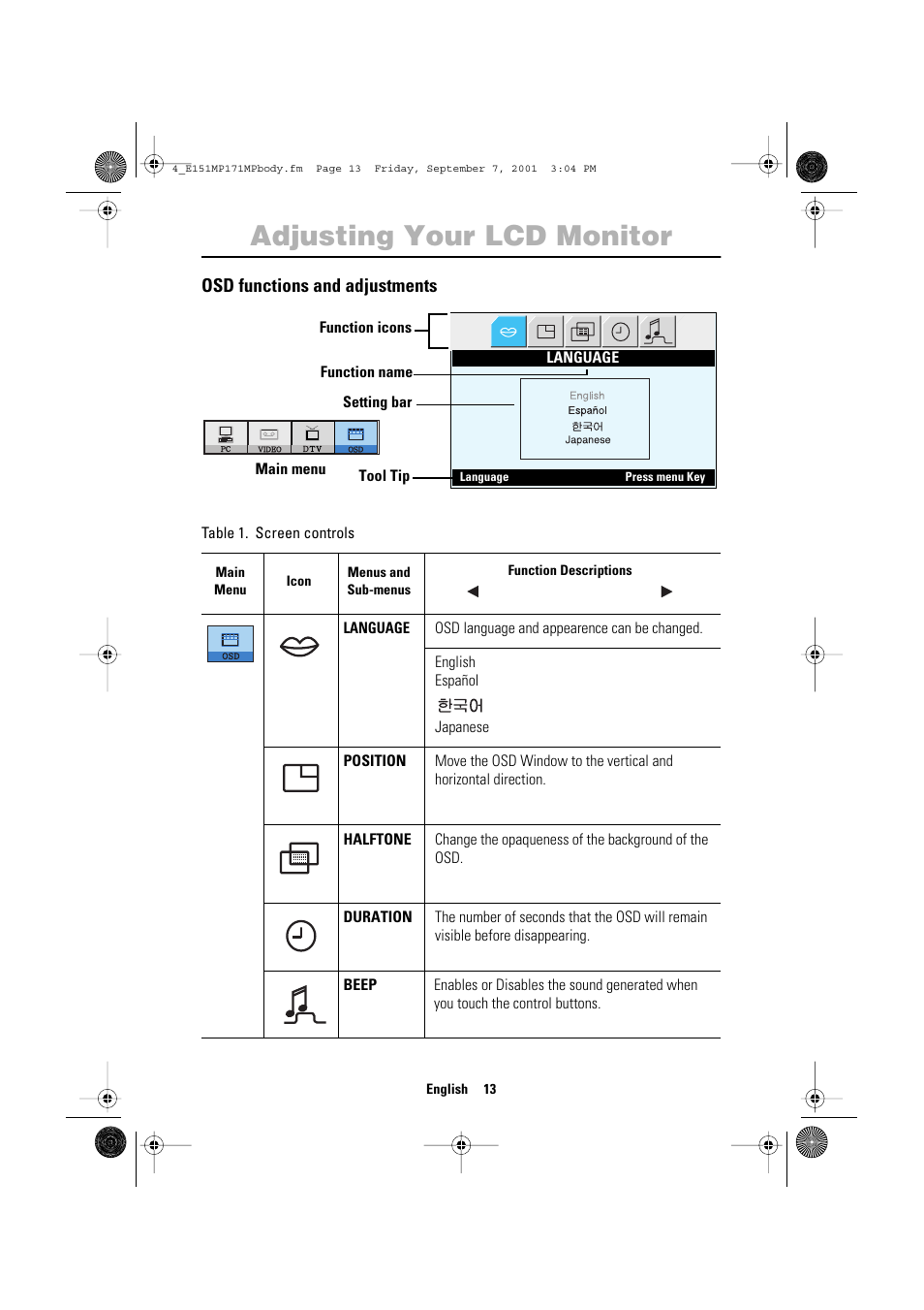 Adjusting your lcd monitor | Samsung 151MP User Manual | Page 15 / 44