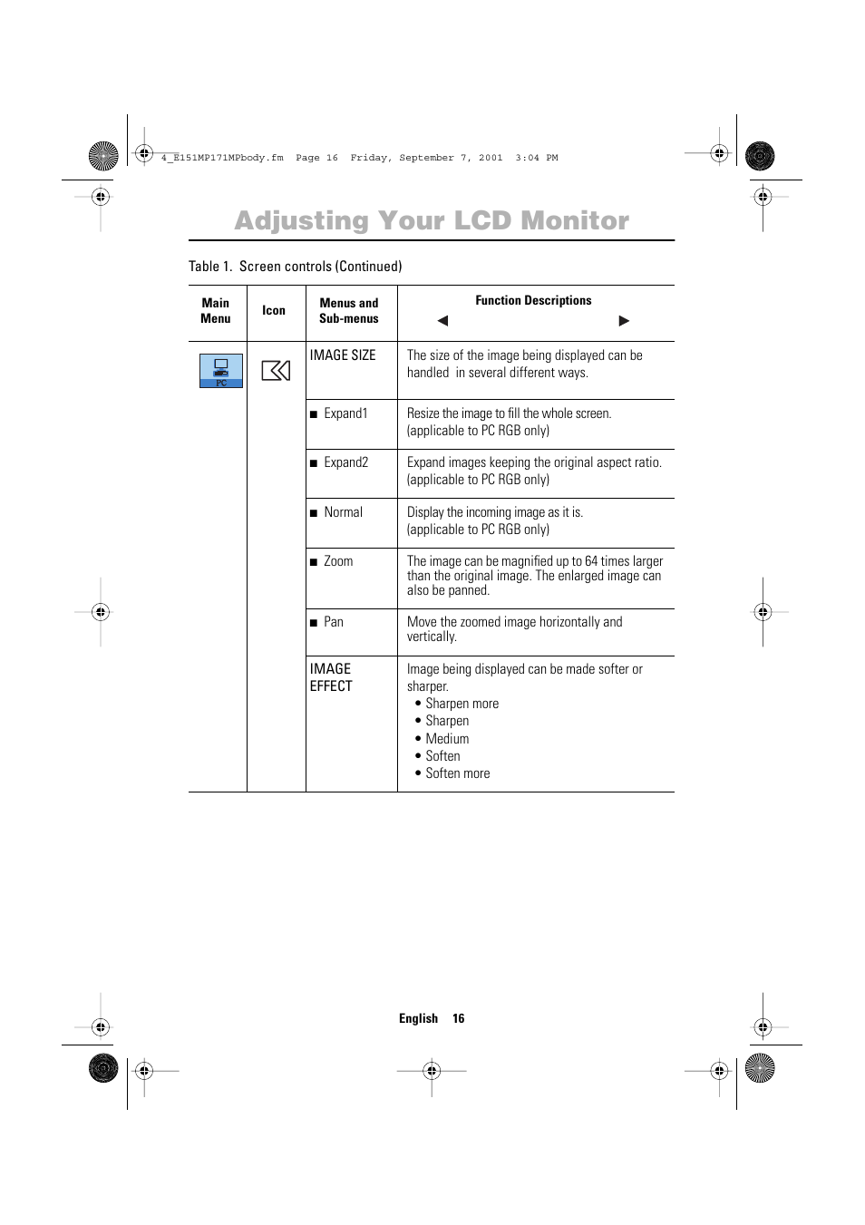 Adjusting your lcd monitor | Samsung 151MP User Manual | Page 18 / 44