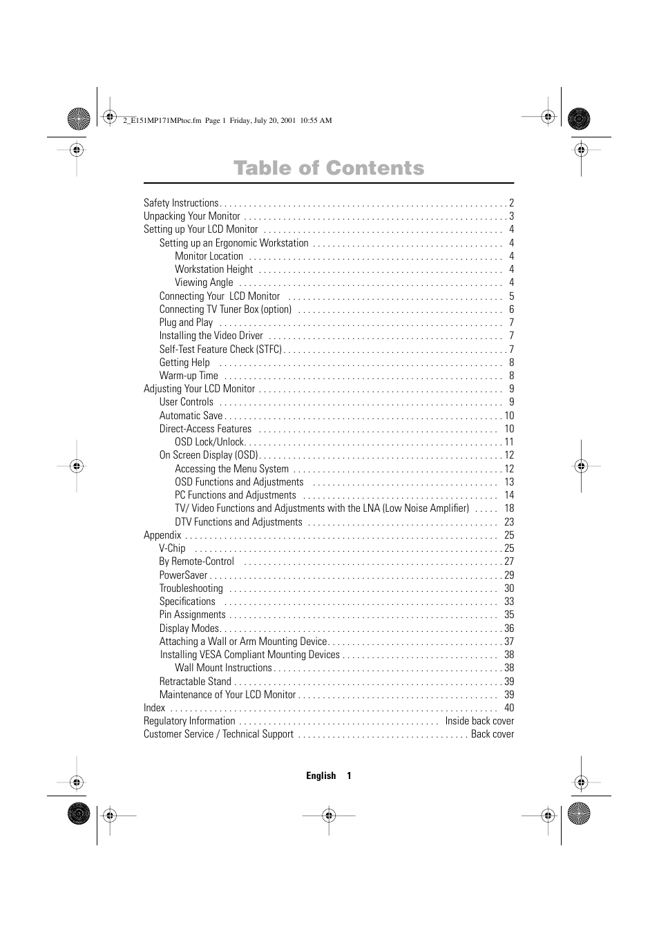 Samsung 151MP User Manual | Page 3 / 44