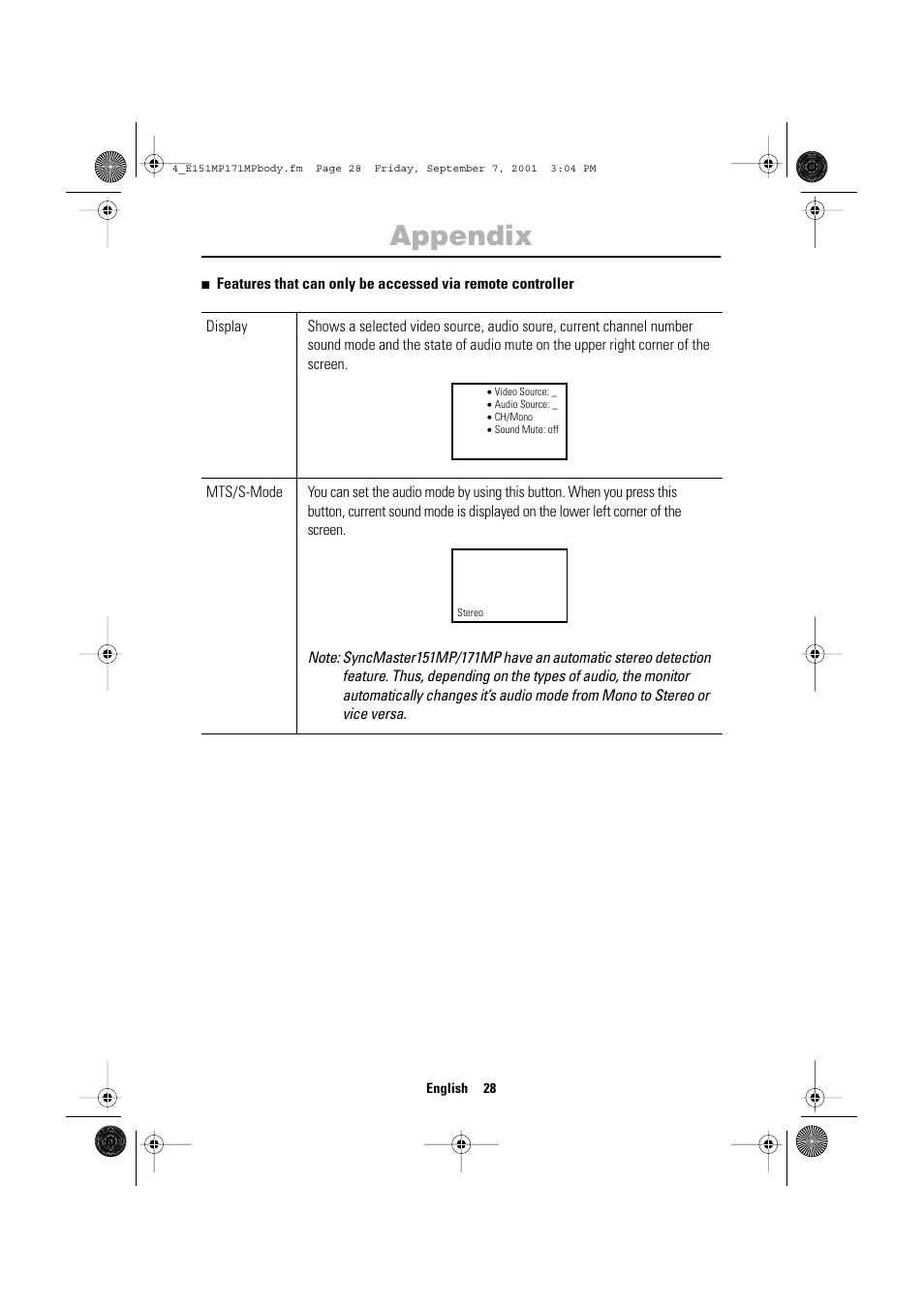 Appendix | Samsung 151MP User Manual | Page 30 / 44
