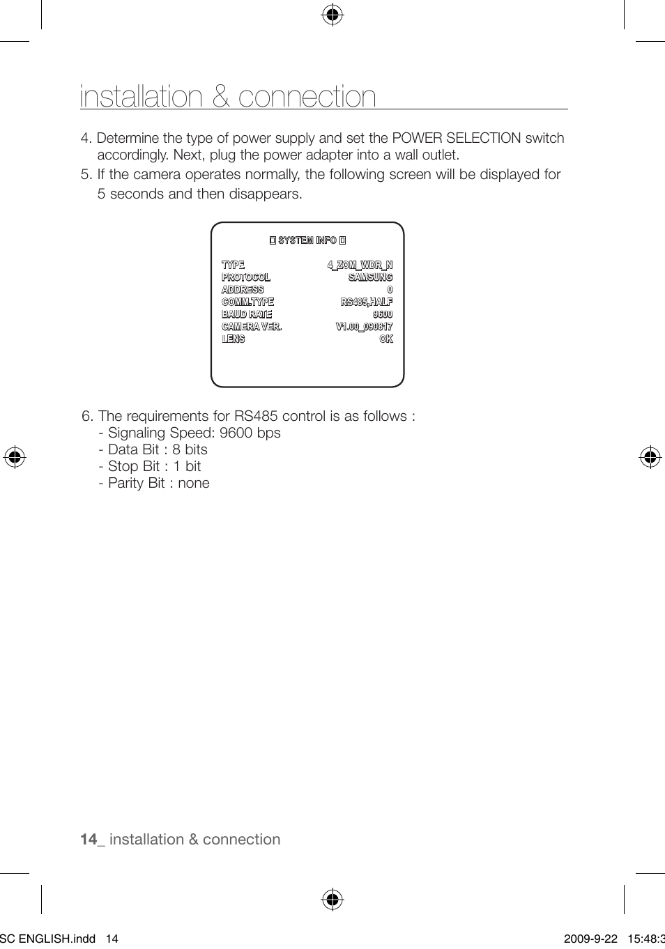 Installation & connection, 1_ installation & connection | Samsung SCC-C4353 User Manual | Page 14 / 37