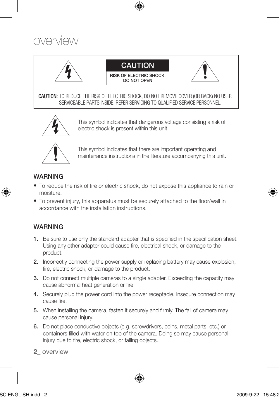 Overview, Caution | Samsung SCC-C4353 User Manual | Page 2 / 37