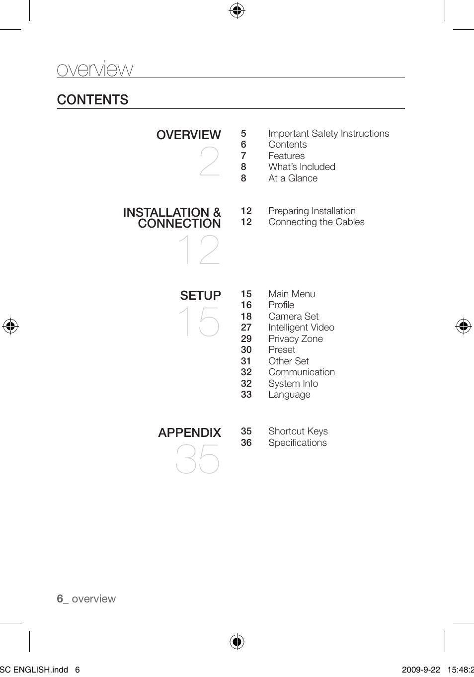 Overview | Samsung SCC-C4353 User Manual | Page 6 / 37