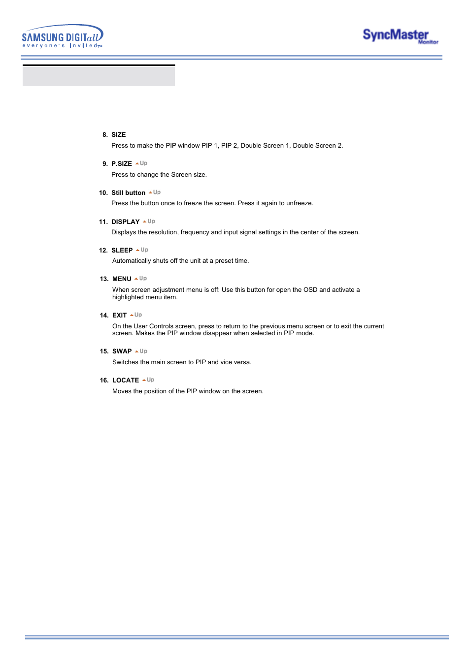 User control buttons | Samsung 323T User Manual | Page 51 / 78