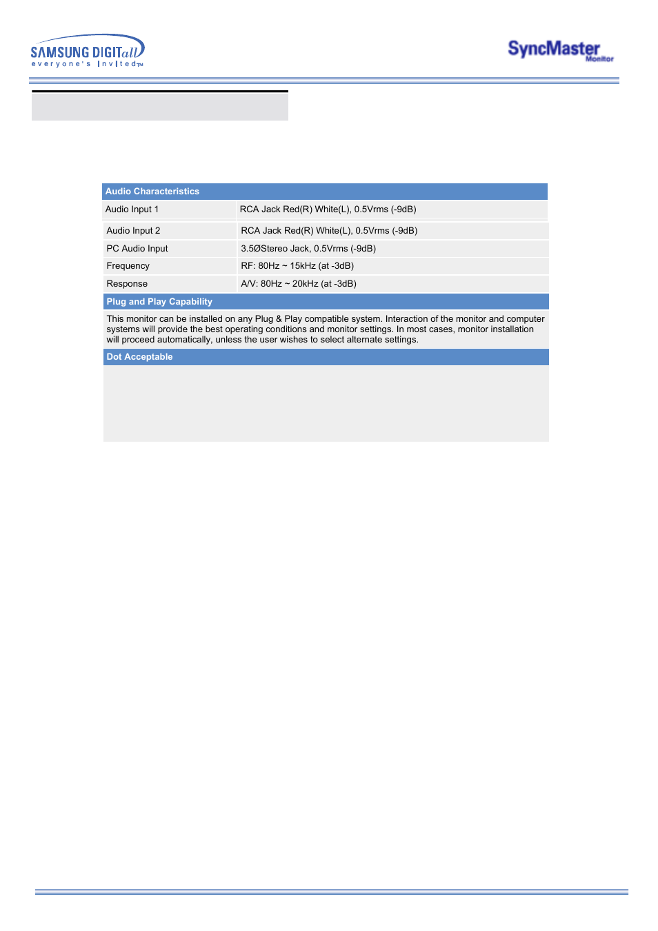 General specifications | Samsung 323T User Manual | Page 65 / 78