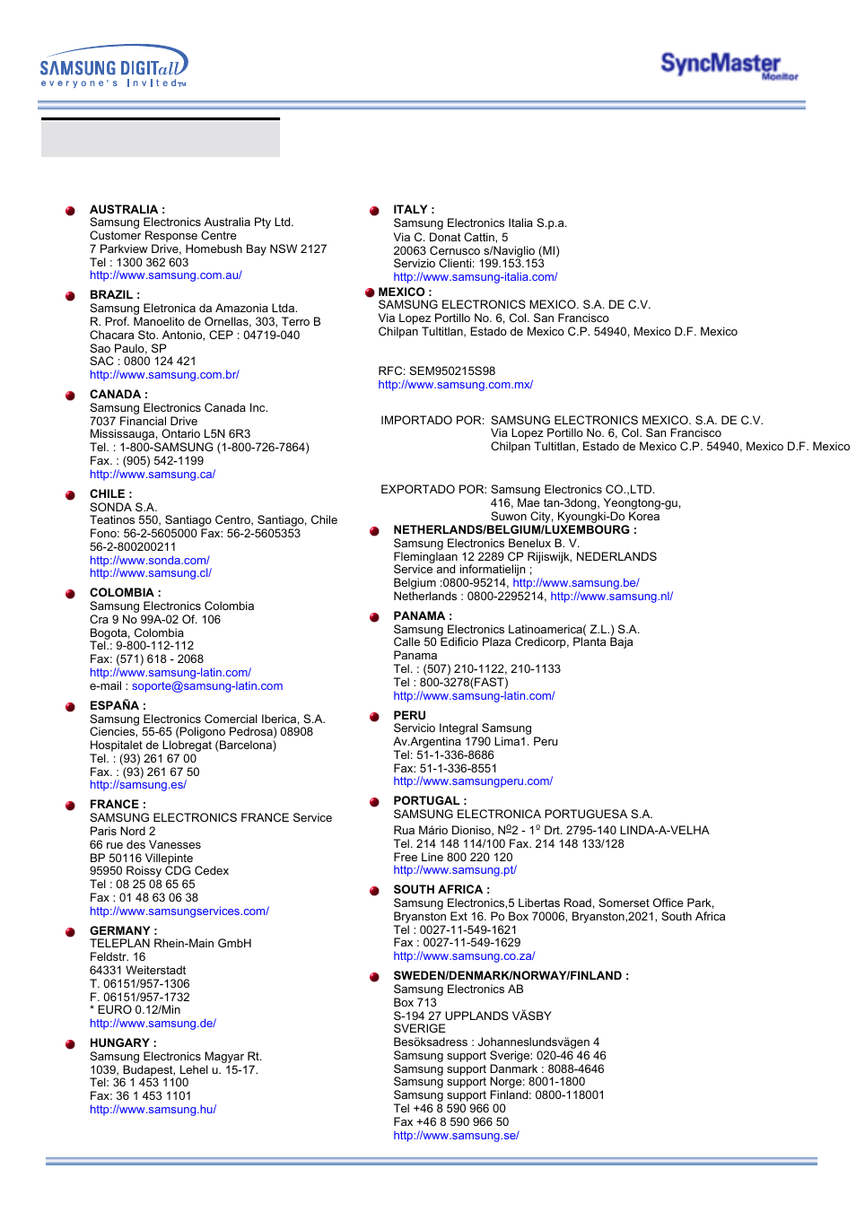 Information, Service center | Samsung 323T User Manual | Page 69 / 78