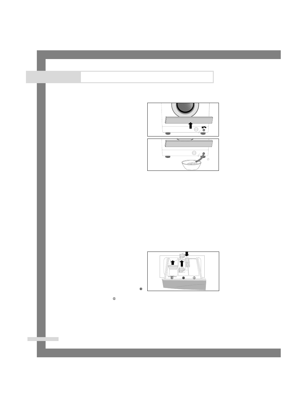 Maintaining the washing machine, Draining the washing machine in an emergency, Repairing a frozen washing machine | Cleaning the exterior, Cleaning the detergent drawer and recess | Samsung P1205J  EN User Manual | Page 16 / 22