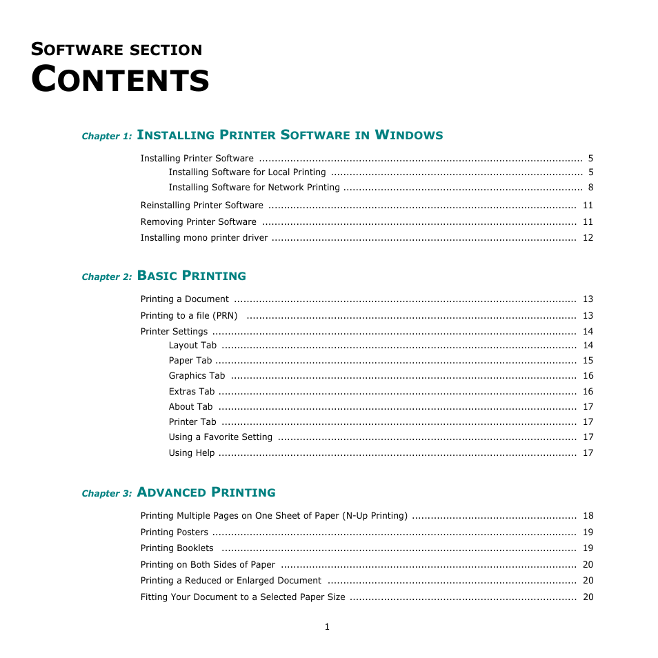 Software section contents, Ontents | Samsung CLX-6240 Series User Manual | Page 111 / 157