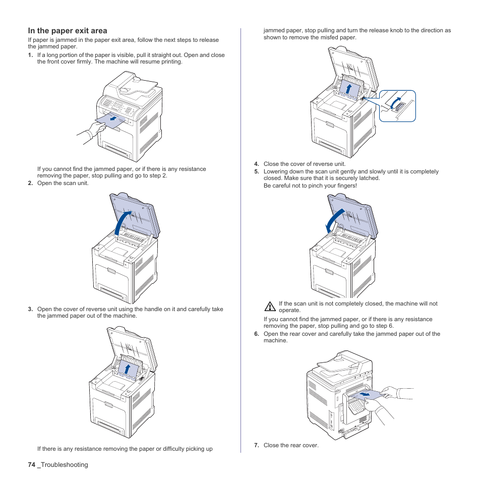 In the paper exit area, Ge 74, E 74 | Samsung CLX-6240 Series User Manual | Page 74 / 157