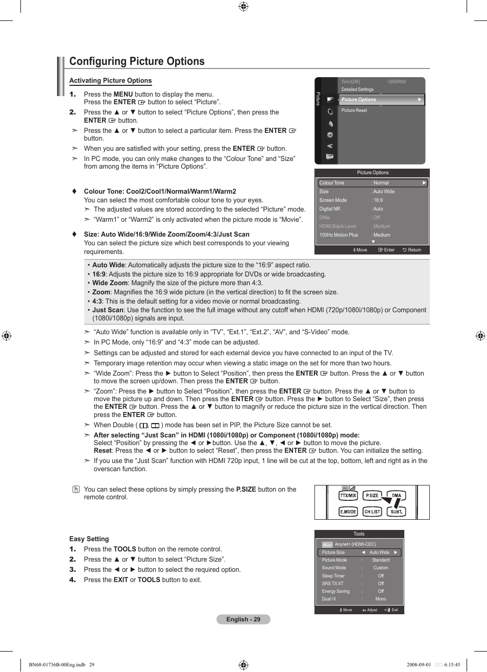 Configuring picture options | Samsung BN68-01736B-00 User Manual | Page 31 / 81