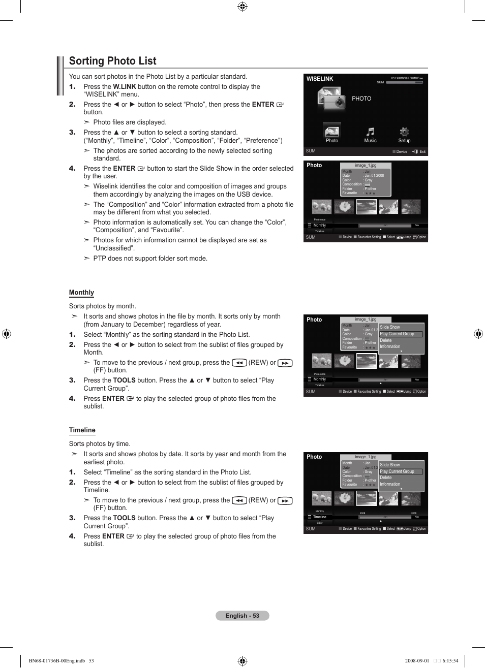 Sorting photo list | Samsung BN68-01736B-00 User Manual | Page 55 / 81