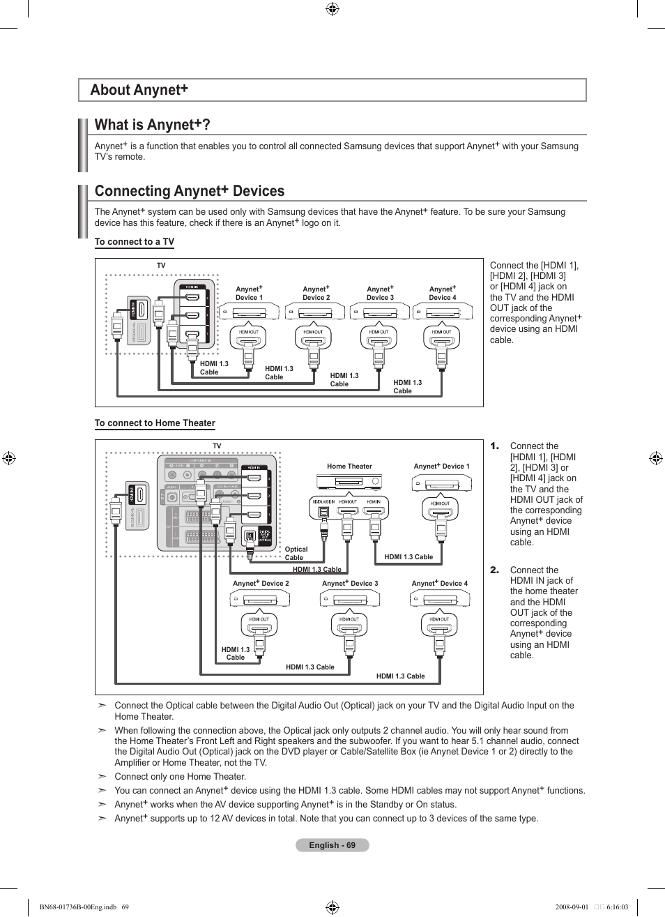 About anynet, What is anynet, Connecting anynet+ devices | About anynet+ connecting anynet+ devices | Samsung BN68-01736B-00 User Manual | Page 71 / 81