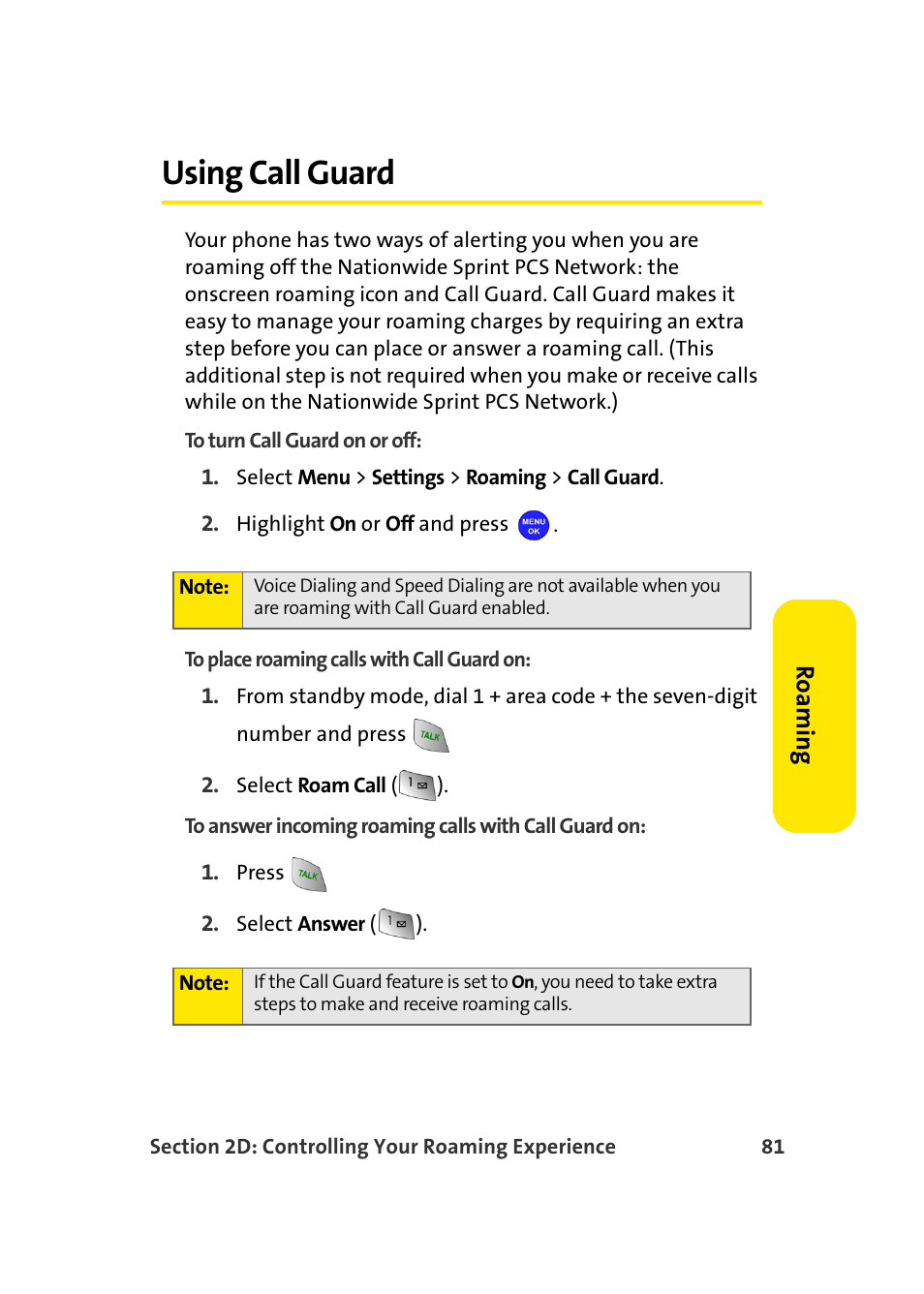 Using call guard | Samsung MM-A940 User Manual | Page 107 / 287