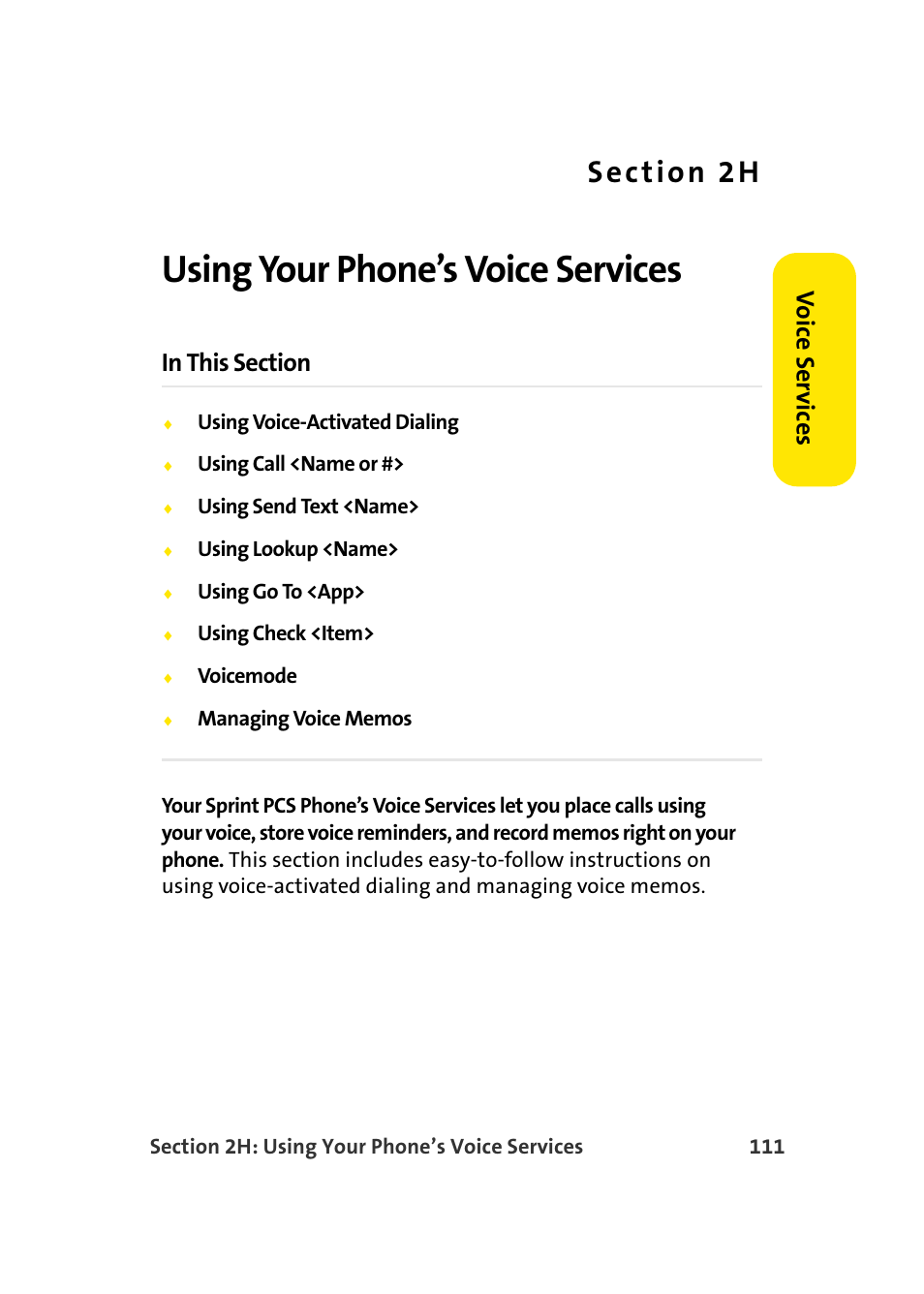 Using your phone’s voice services, 2h. using your phone’s voice services, Vo ice ser v ices | Samsung MM-A940 User Manual | Page 137 / 287