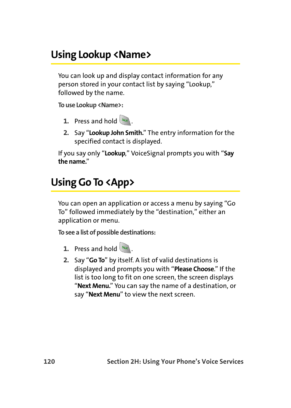 Using lookup <name, Using go to <app | Samsung MM-A940 User Manual | Page 146 / 287