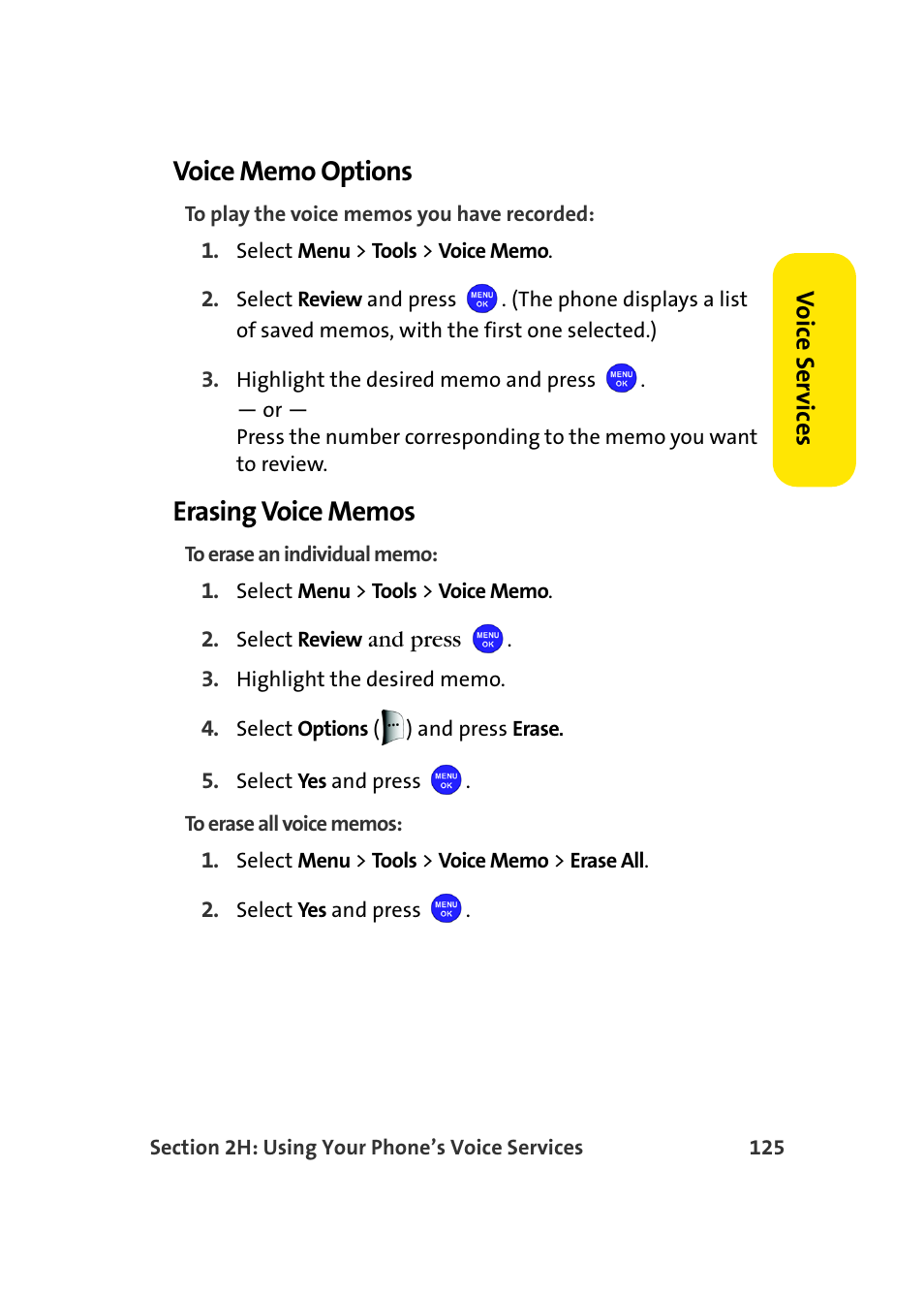 Voice memo options, Erasing voice memos | Samsung MM-A940 User Manual | Page 151 / 287