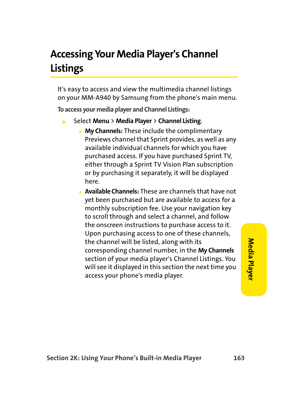 Accessing your media player's channel listings | Samsung MM-A940 User Manual | Page 189 / 287