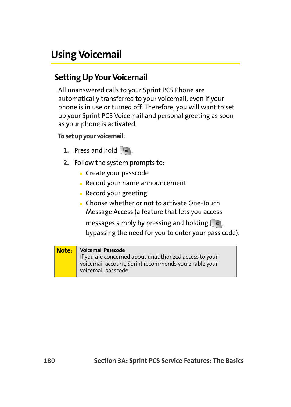 Using voicemail, Setting up your voicemail | Samsung MM-A940 User Manual | Page 206 / 287