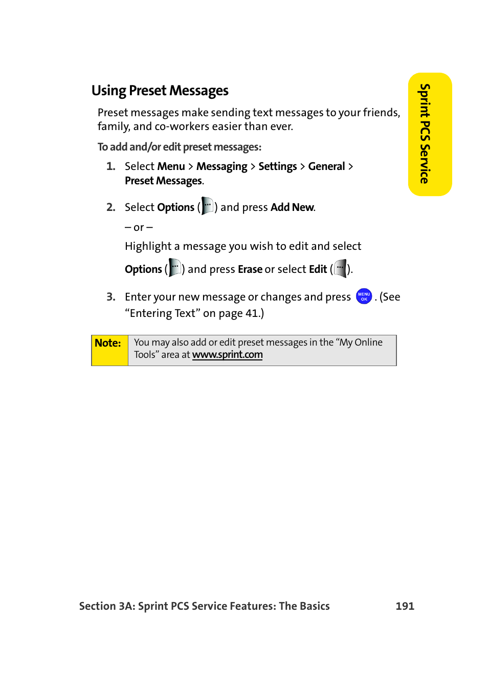 Using preset messages | Samsung MM-A940 User Manual | Page 217 / 287