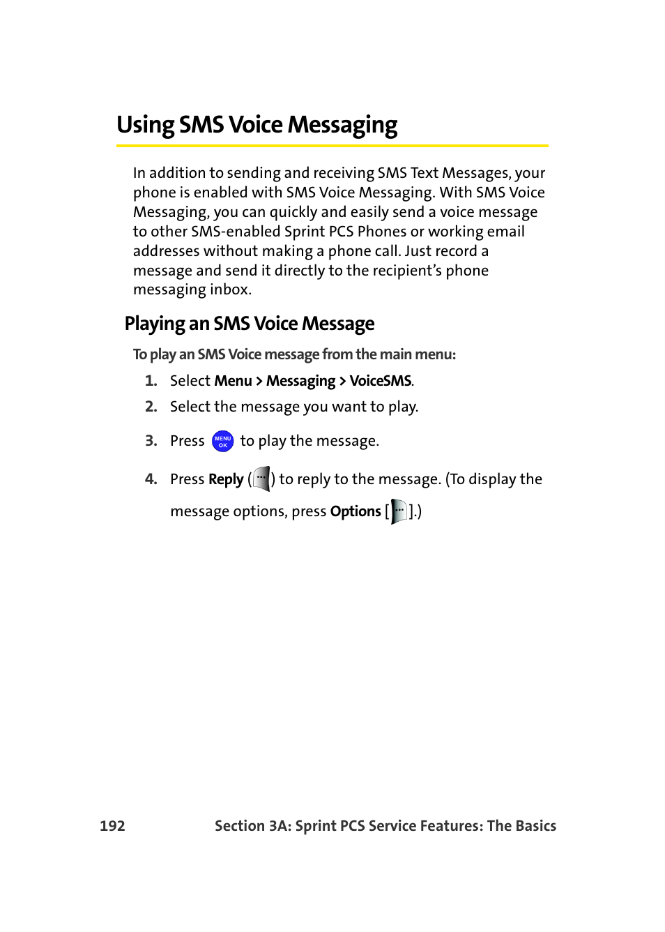 Using sms voice messaging, Playing an sms voice message | Samsung MM-A940 User Manual | Page 218 / 287