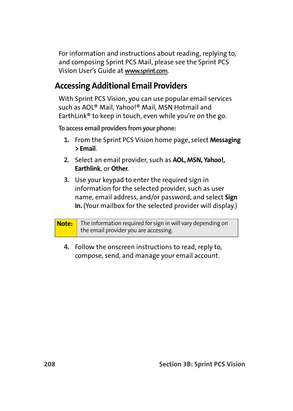 Accessing additional email providers | Samsung MM-A940 User Manual | Page 234 / 287