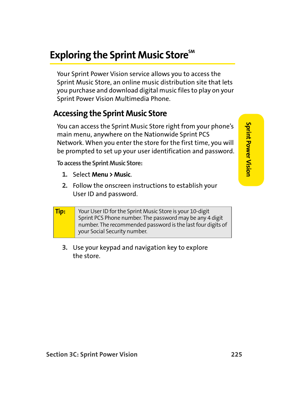Exploring the sprint music storesm, Accessing the sprint music store, Exploring the sprint music store | Samsung MM-A940 User Manual | Page 251 / 287