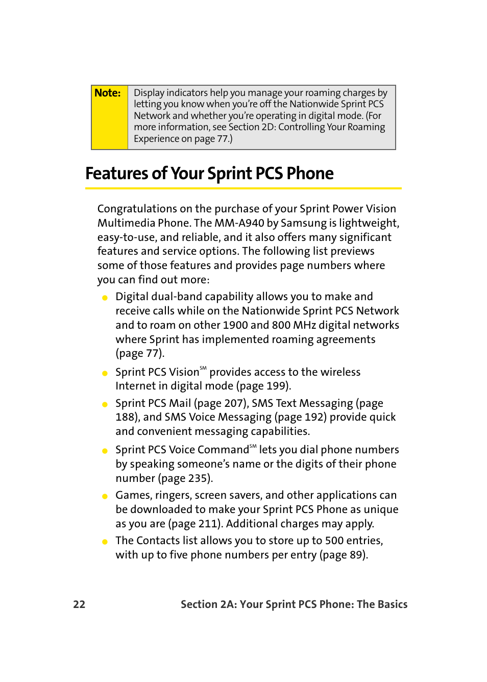 Features of your sprint pcs phone | Samsung MM-A940 User Manual | Page 48 / 287