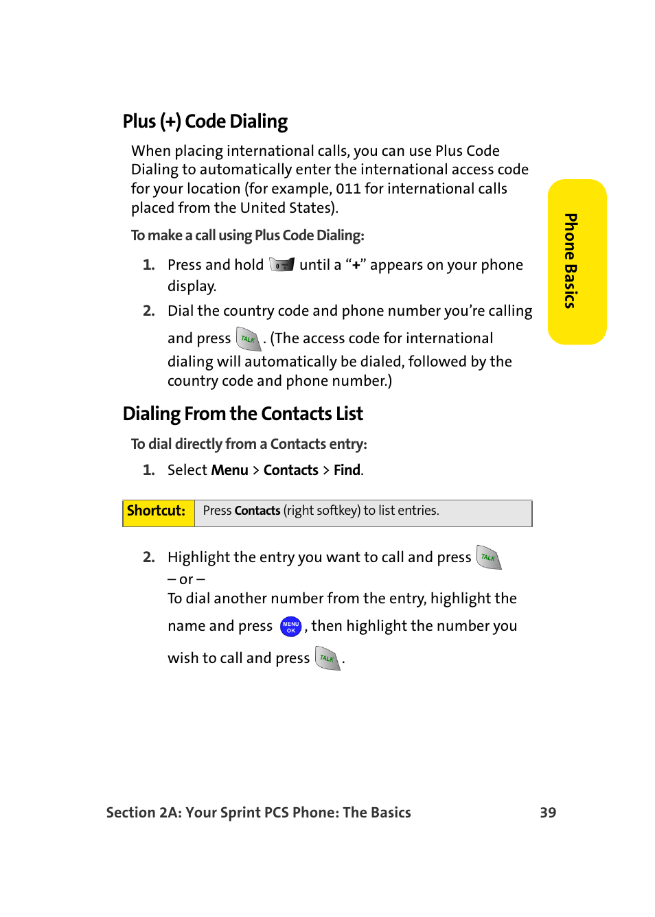 Plus (+) code dialing, Dialing from the contacts list | Samsung MM-A940 User Manual | Page 65 / 287