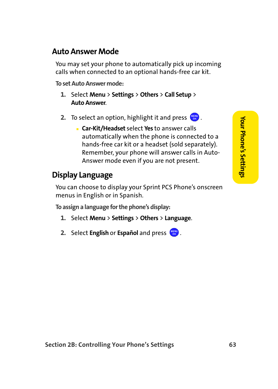 Auto answer mode, Display language | Samsung MM-A940 User Manual | Page 89 / 287