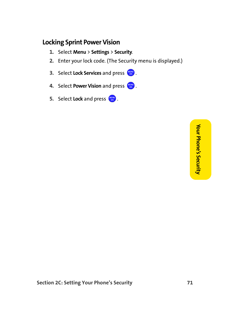 Locking sprint power vision | Samsung MM-A940 User Manual | Page 97 / 287