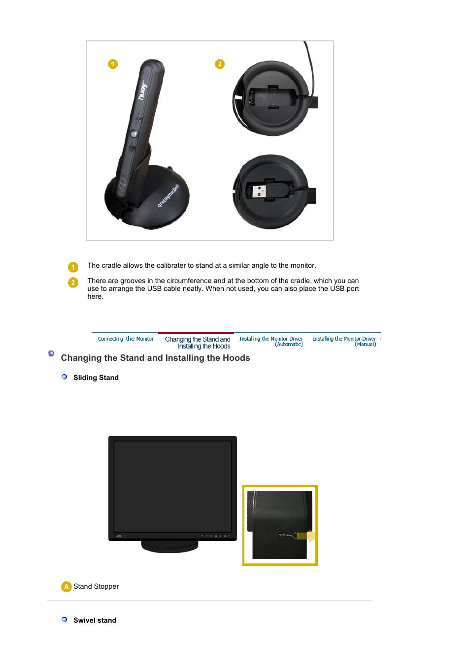 Changing the stand and installing the hoods | Samsung SyncMaster XL20 User Manual | Page 17 / 76