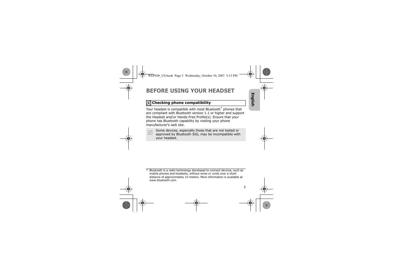 Before using your headset | Samsung WEP430 User Manual | Page 6 / 96