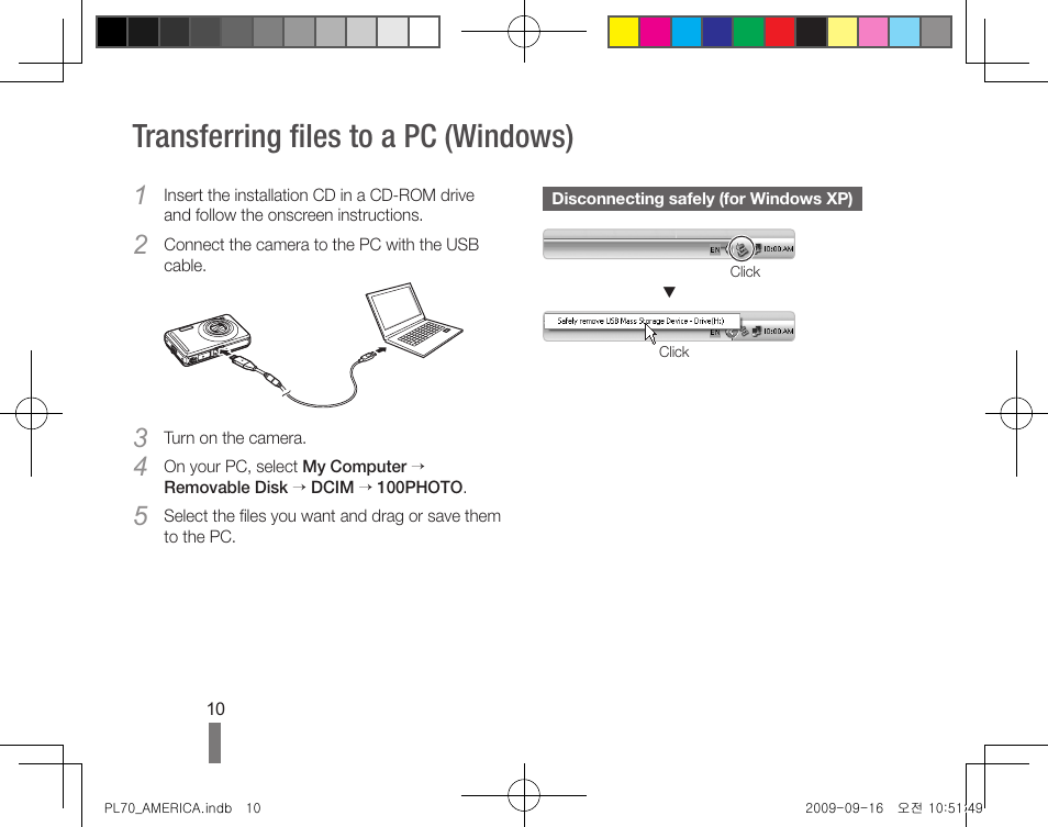 Transferring files to a pc (windows) | Samsung PL70 User Manual | Page 10 / 32