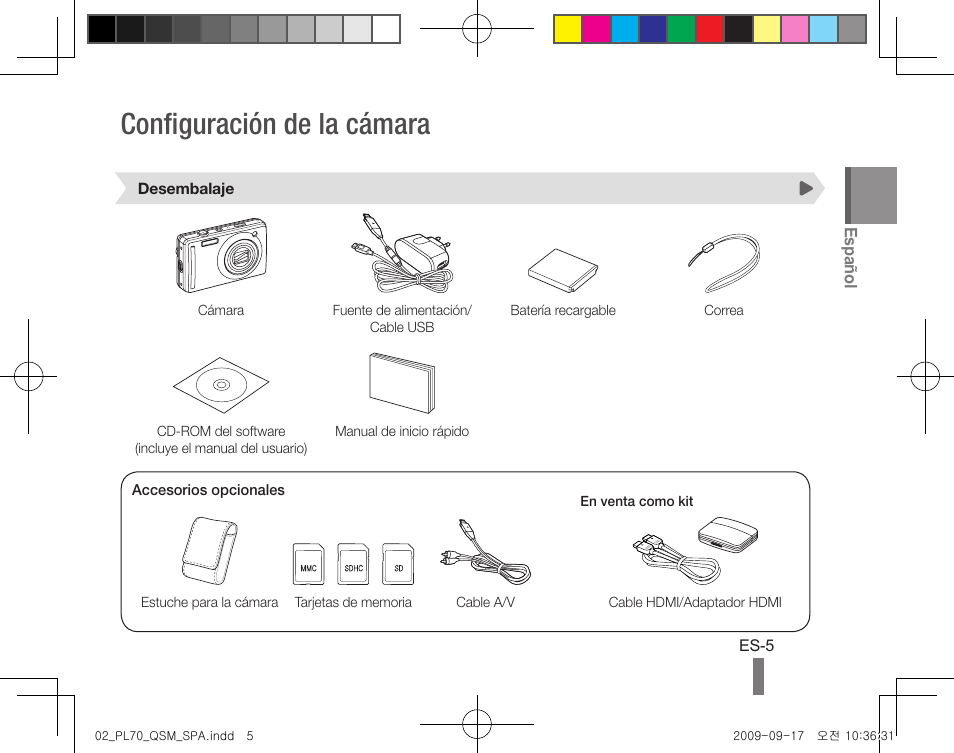 Configuración de la cámara | Samsung PL70 User Manual | Page 15 / 32