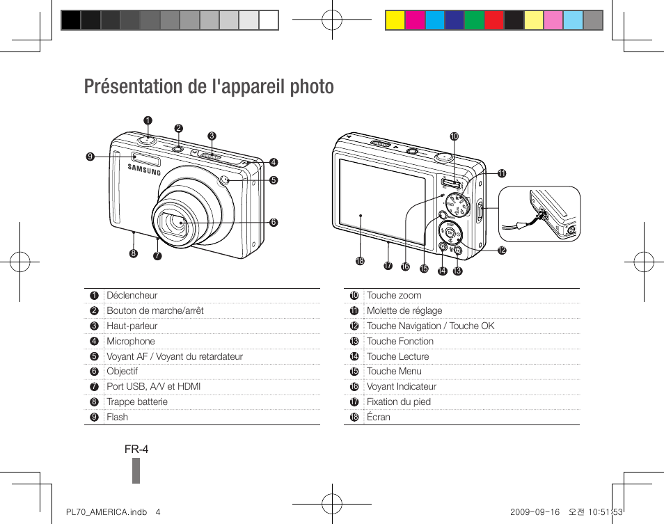 Présentation de l'appareil photo | Samsung PL70 User Manual | Page 24 / 32