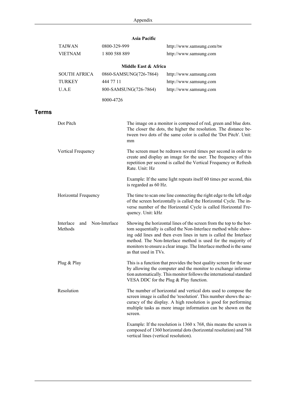 Terms | Samsung 400UXN User Manual | Page 126 / 127