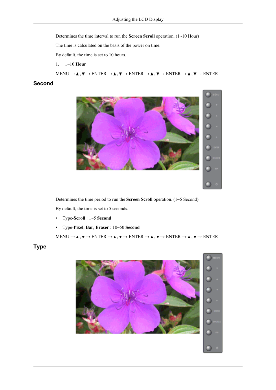 Second, Type | Samsung 400UXN User Manual | Page 88 / 127