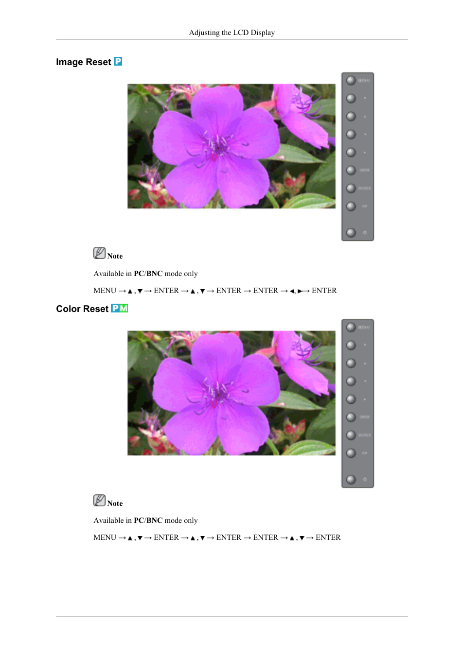 Image reset, Color reset | Samsung 400UXN User Manual | Page 92 / 127