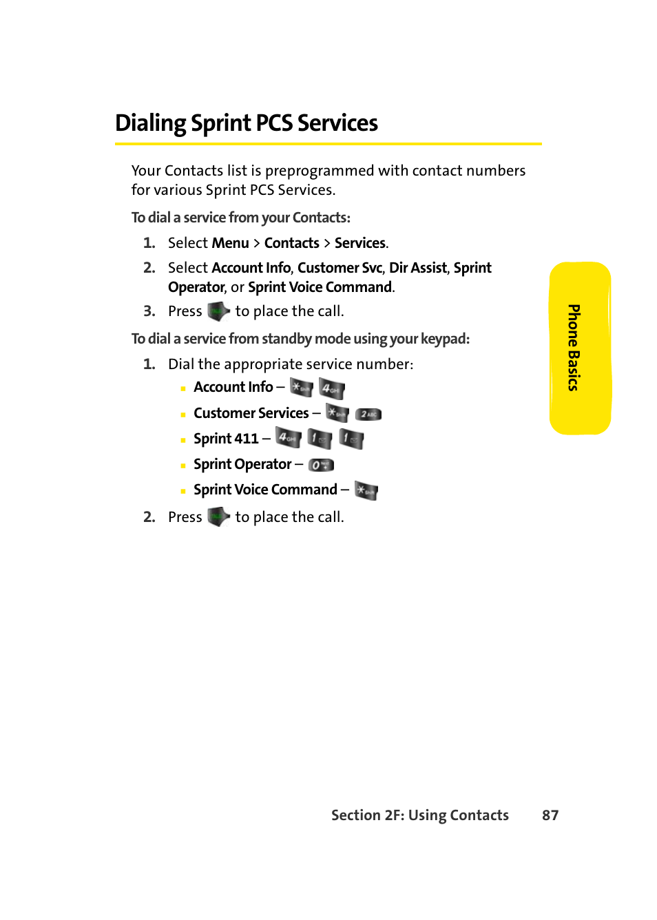 Dialing sprint pcs services | Samsung A420 User Manual | Page 103 / 164