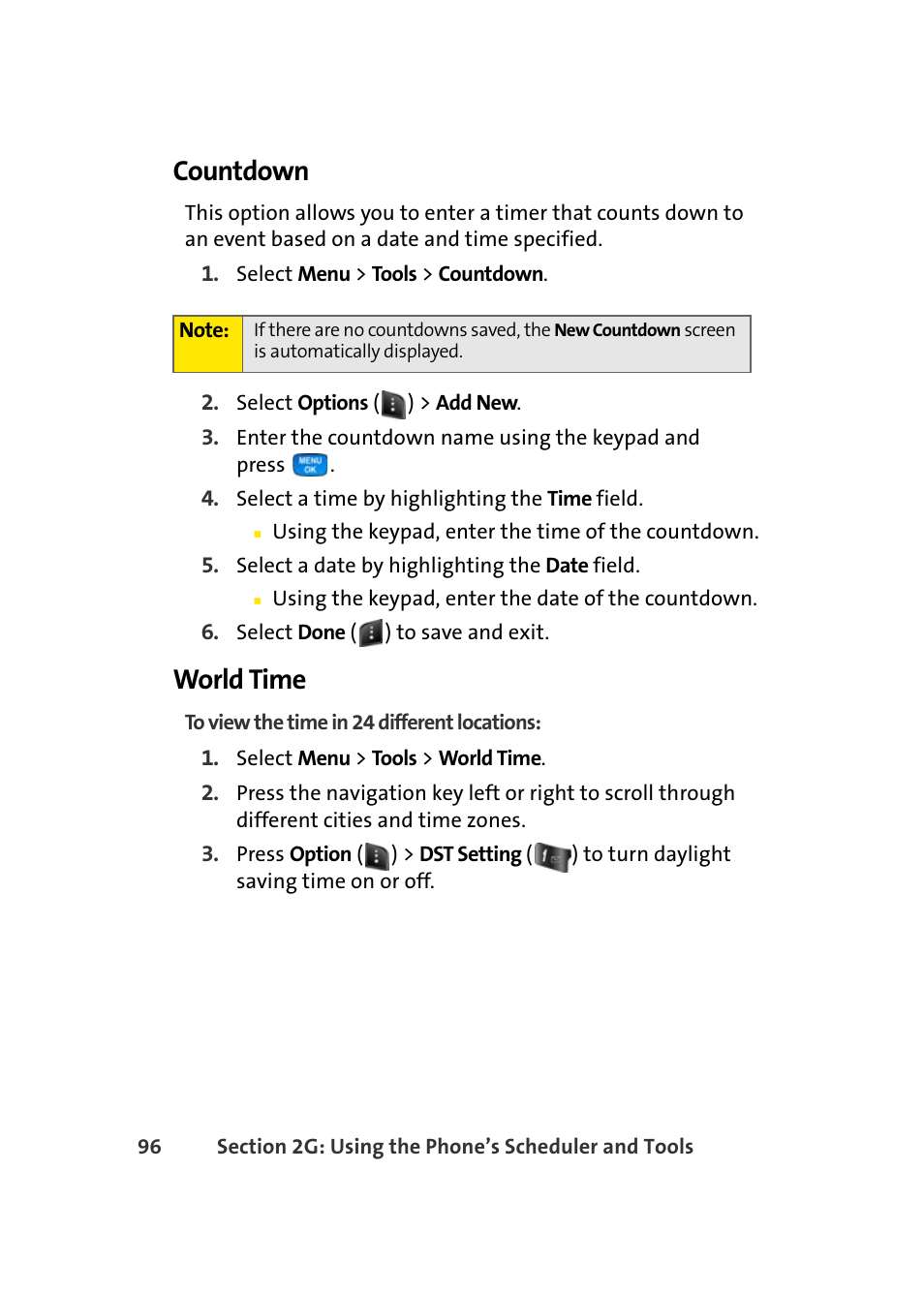 Countdown, World time | Samsung A420 User Manual | Page 112 / 164