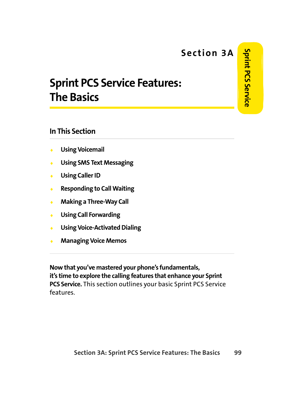 Sprint pcs service features: the basics, 3a. sprint pcs service features: the basics, Sprin t pcs se rv ice | Samsung A420 User Manual | Page 115 / 164