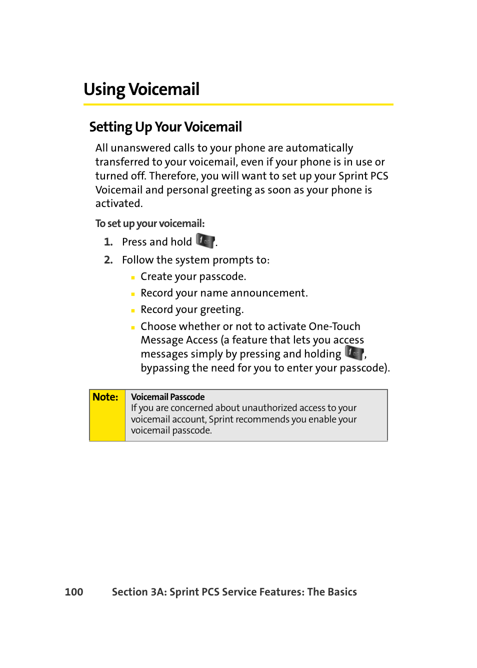 Using voicemail, Setting up your voicemail | Samsung A420 User Manual | Page 116 / 164