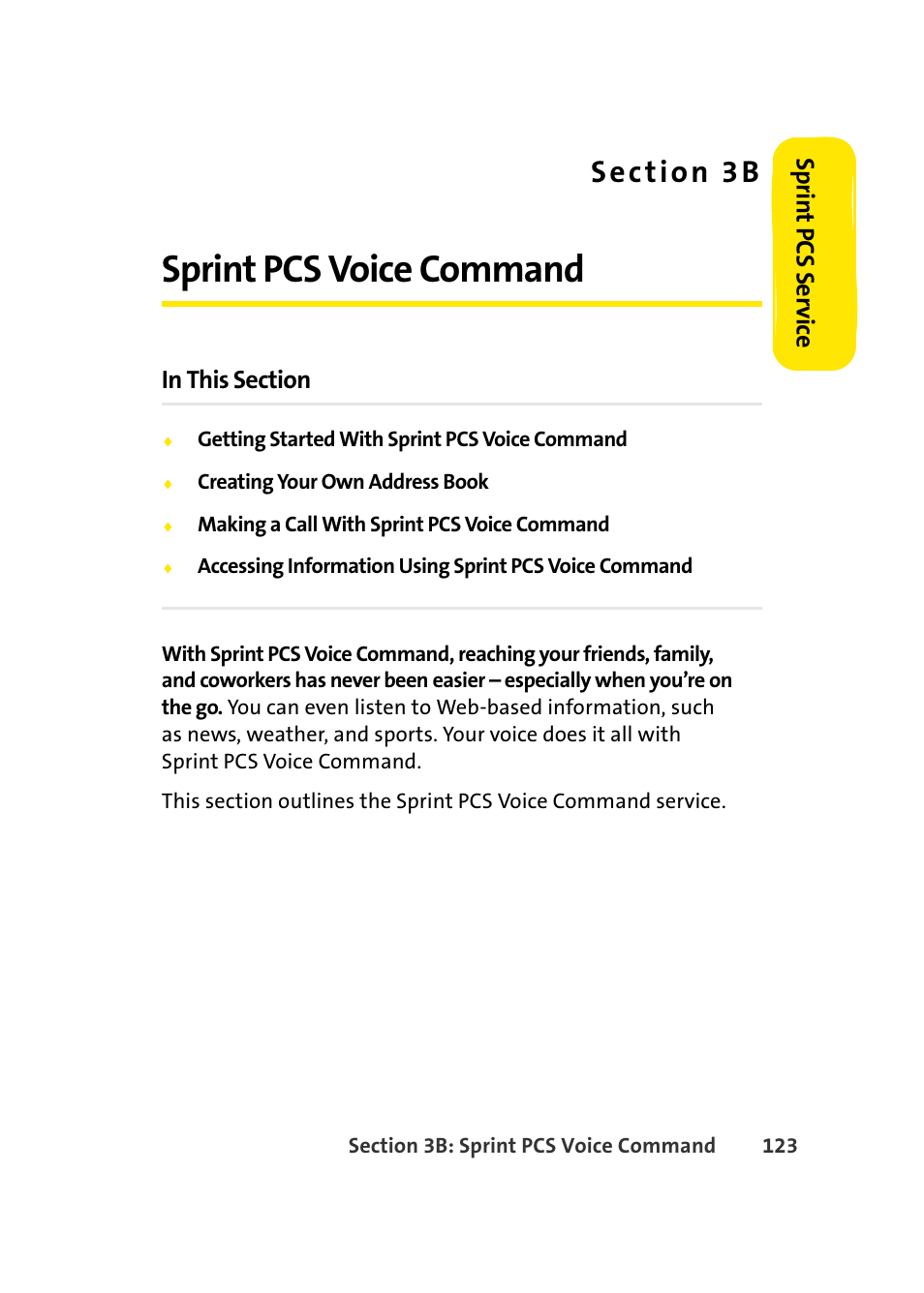 Sprint pcs voice command, 3b. sprint pcs voice command, Sprin t pcs se rv ice | Samsung A420 User Manual | Page 139 / 164