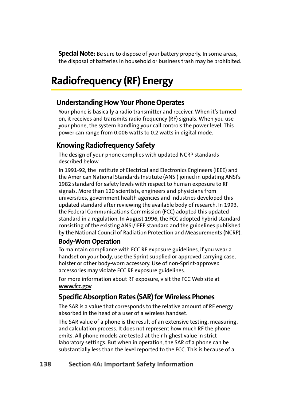 Radiofrequency (rf) energy, Understanding how your phone operates, Knowing radiofrequency safety | Samsung A420 User Manual | Page 154 / 164