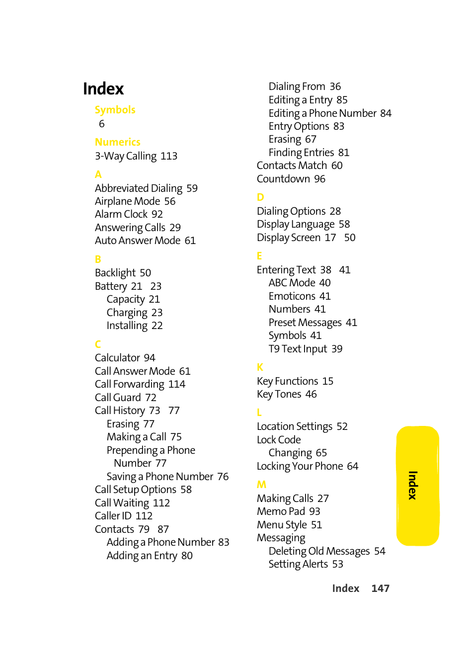 Index | Samsung A420 User Manual | Page 163 / 164