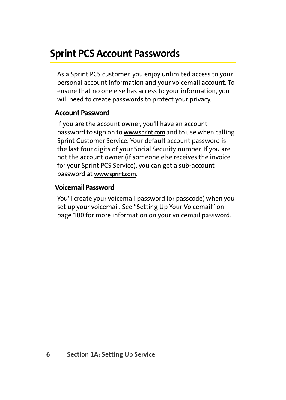 Sprint pcs account passwords | Samsung A420 User Manual | Page 22 / 164