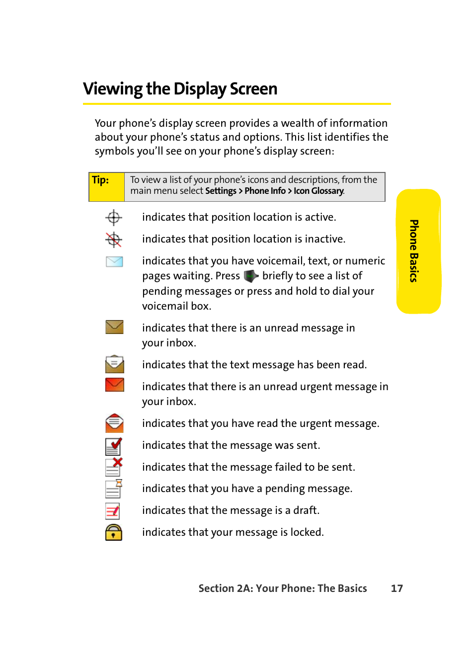 Viewing the display screen | Samsung A420 User Manual | Page 33 / 164