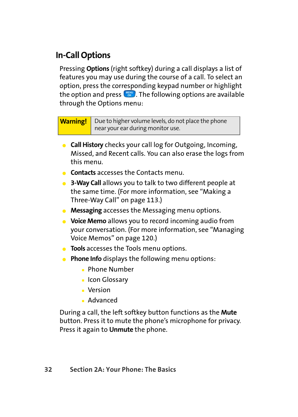 In-call options | Samsung A420 User Manual | Page 48 / 164