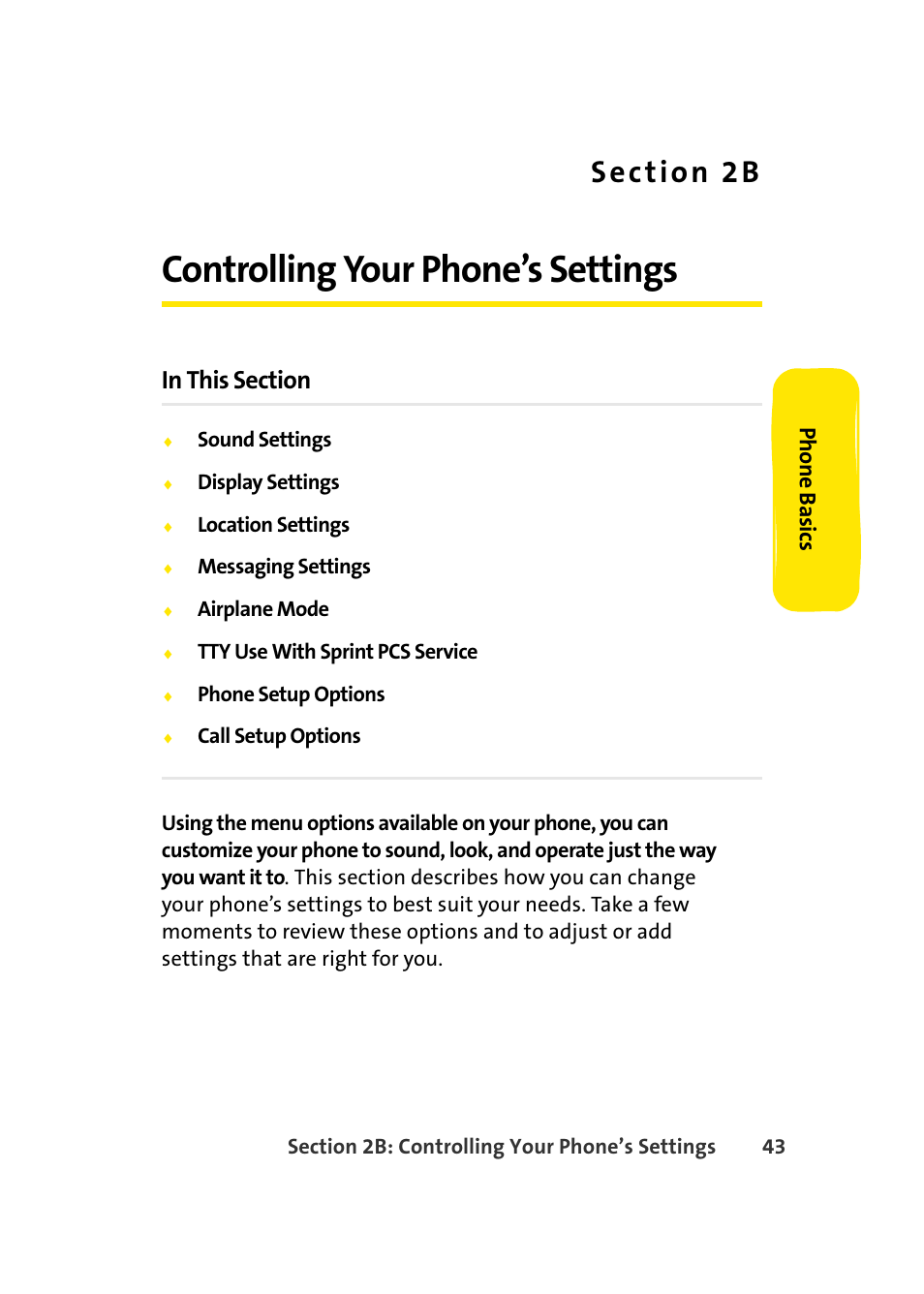 Controlling your phone’s settings, 2b. controlling your phone’s settings | Samsung A420 User Manual | Page 59 / 164