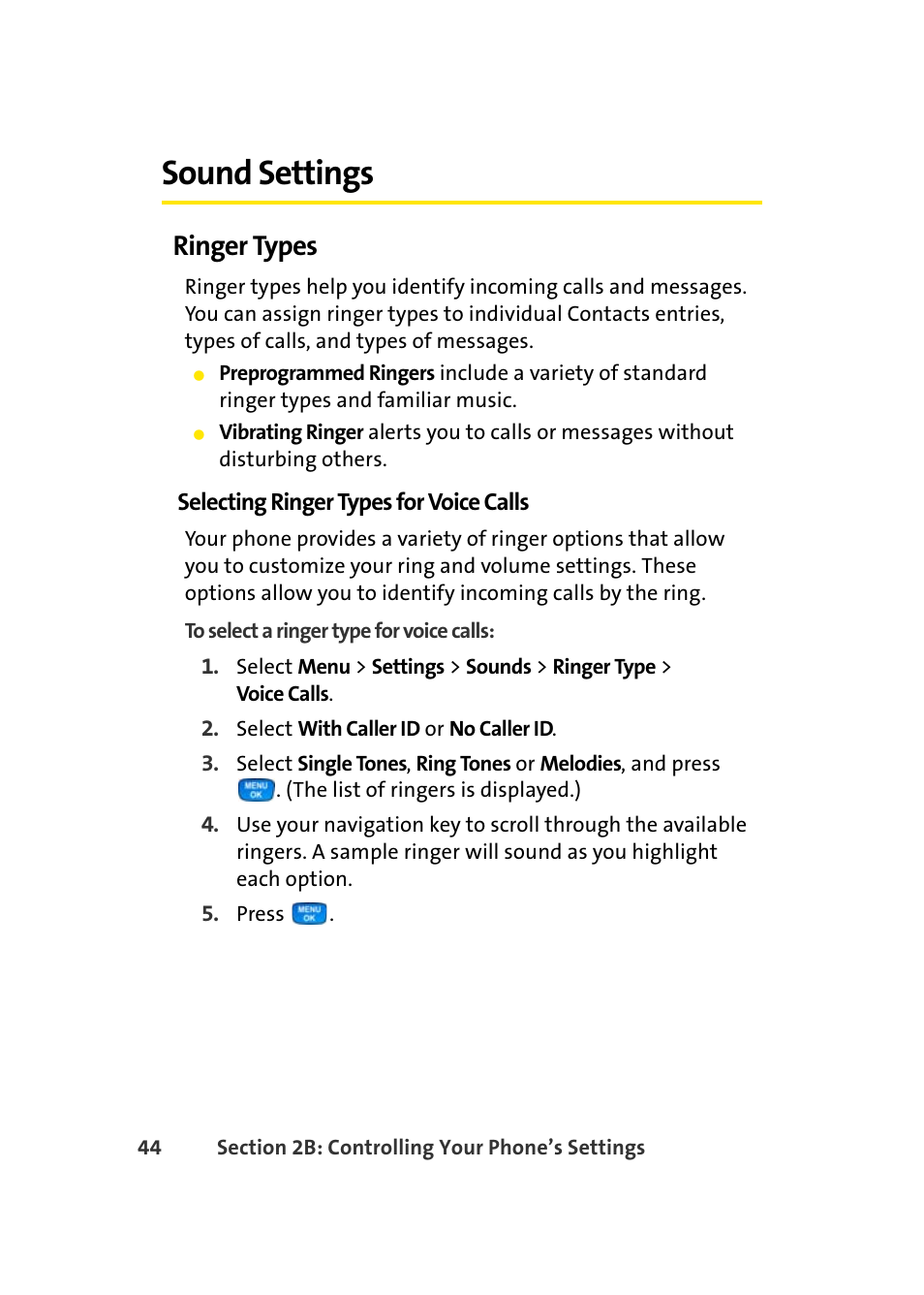 Sound settings, Ringer types | Samsung A420 User Manual | Page 60 / 164